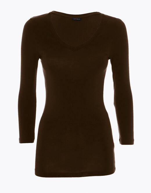 Lovable Maglia con manica a 3/4 effetto thermal Basic Soul, caffè Fino Al -60%