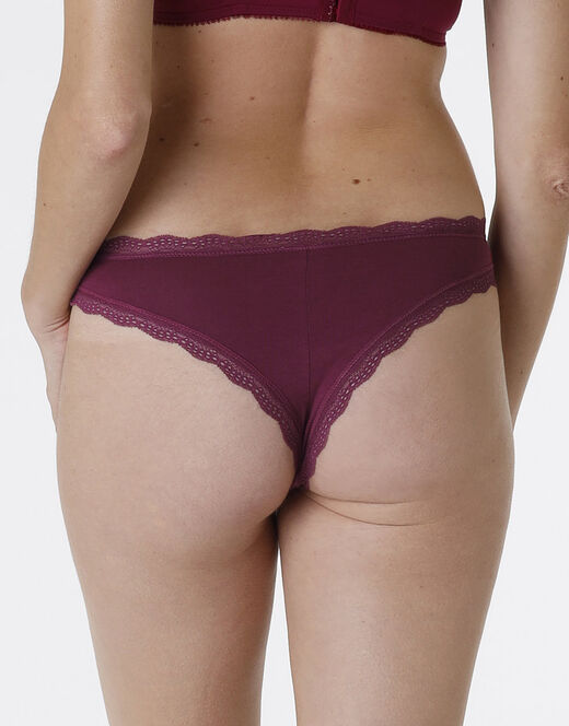 Lovable Slip Lovable Panties in cotone e pizzo elasticizzati, bordeaux Presa