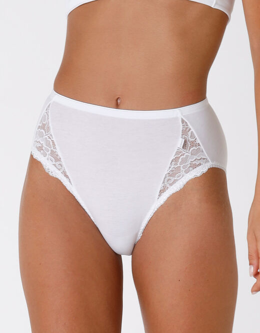 Lovable Slip midi Lovely Charme bianco in cotone elasticizzato con pizzo 2025