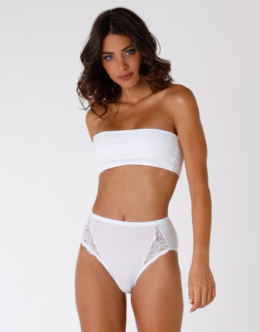 Lovable Slip midi Lovely Charme bianco in cotone elasticizzato con pizzo 2025