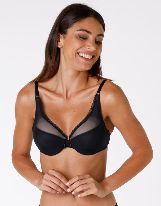 Lovable Reggiseno con ferretto Tonic Lift in pizzo e tulle, nero Nuovo