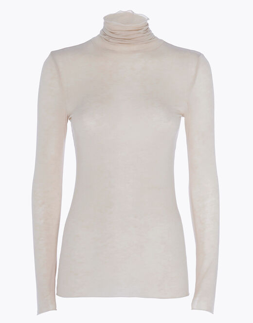 Lovable Maglia a collo alto e manica lunga in modal e cashmere, sabbia Soddisfazione Garantita