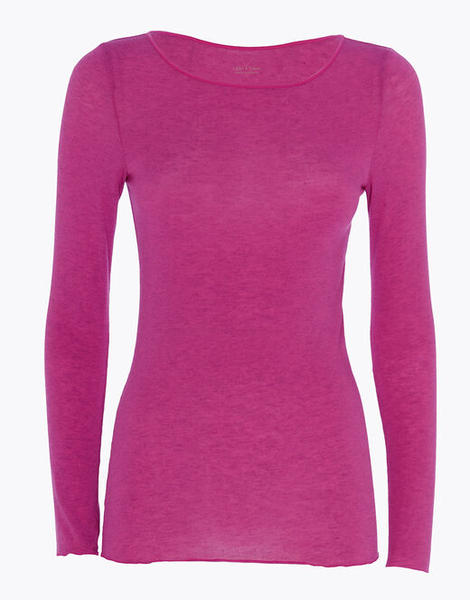 Lovable Maglia con scollo a barchetta e manica lunga in modal e cashmere, rosa sorbetto Sottocosto