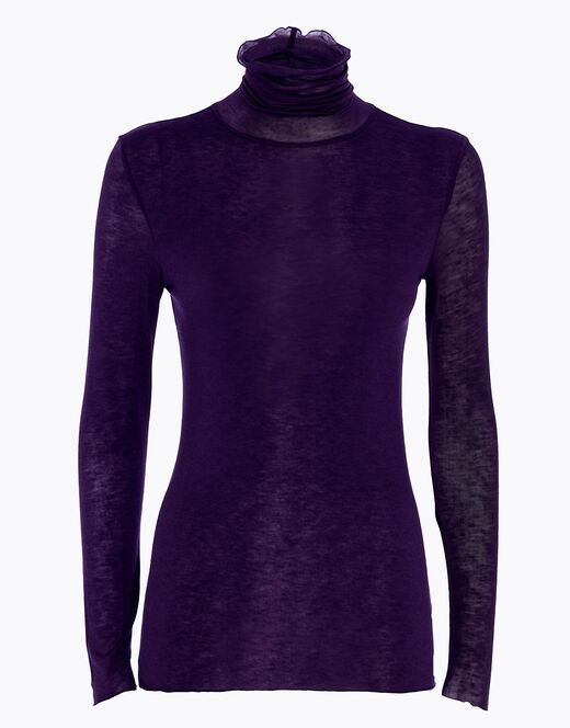Lovable Maglia a collo alto e manica lunga in modal e cashmere, tornado scuro Economico