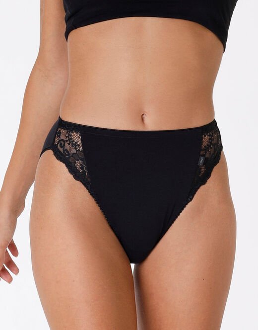 Lovable Slip mini sgambato Lovely charme nero in cotone elasticizzato con pizzo Pezzi Unici