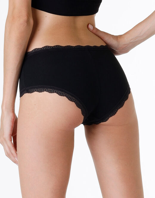 Lovable Shorty lovely in cotone elasticizzato e pizzo, nero Prezzo Ridotto