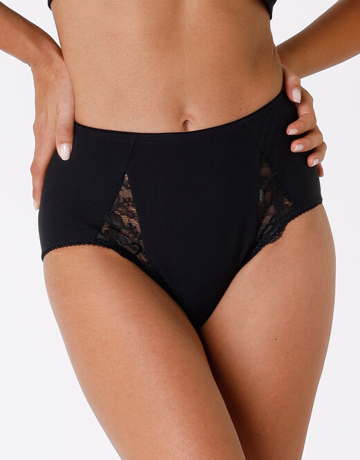 Lovable Slip maxi contenitivo Lovely Charme, nero in cotone elasticizzato con pizzo Offerta speciale della fabbrica