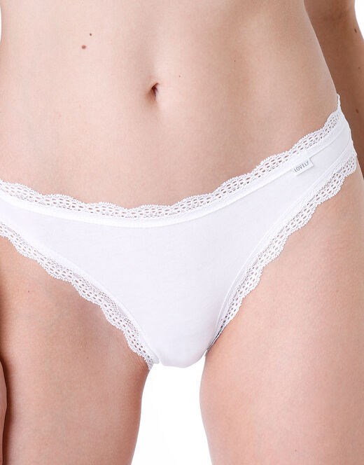 Lovable Slip Mini Lovely in cotone elasticizzato e pizzo, bianco Fino al 55% di sconto