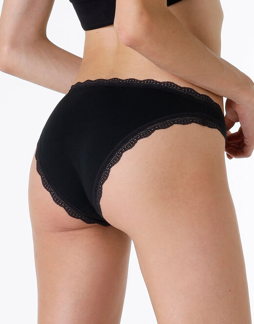 Lovable Slip Mini Lovely in cotone elasticizzato e pizzo, nero Discount Store per i nuovi prodotti