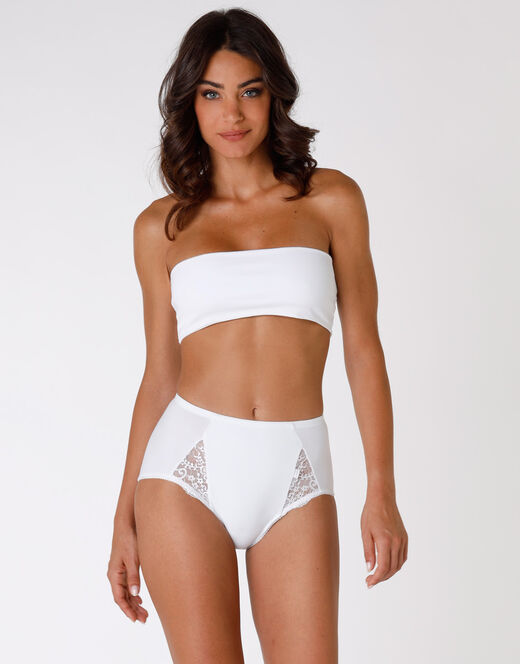 Lovable Slip maxi contenitivo Lovely Charme, bianco in cotone elasticizzato con pizzo Online
