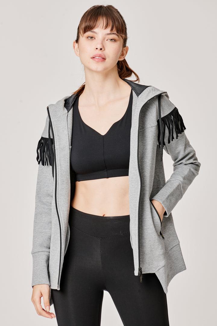 Sàpopa Kiwi Grey Fringe Sweatshirt