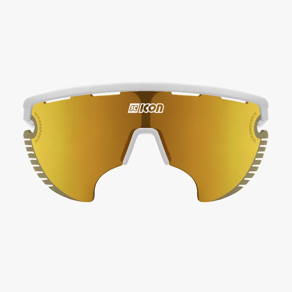 Scicon Occhiali Sportivi Aerowing Lamon Bianchi/Lente Bronzo Specchiata Soddisfazione Garantita