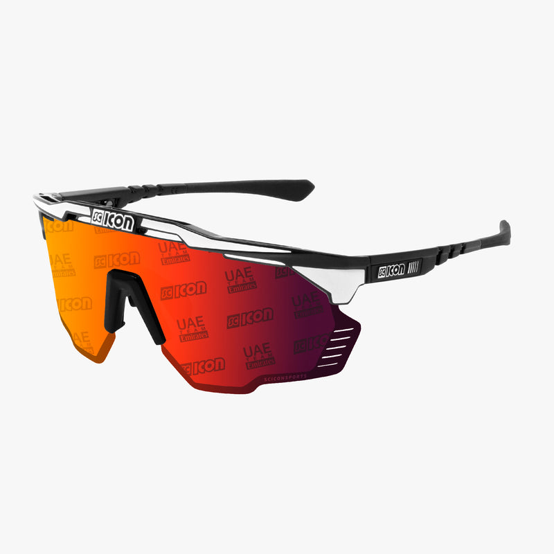 Scicon Occhiali Sportivi Aeroshade Kunken Nero Bianco/Lenti Rosse