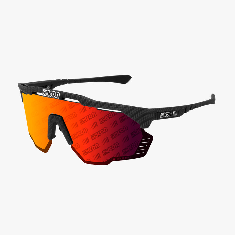 Scicon Occhiali Sportivi Aeroshade Kunken Carbon Opaco/Lenti Rosse