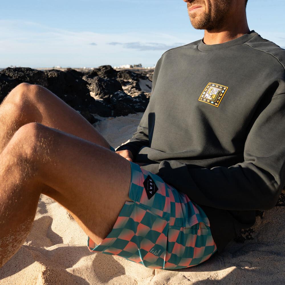 Seay / Swim Boxer Medio Quadri Verde Rosa Akau Italy