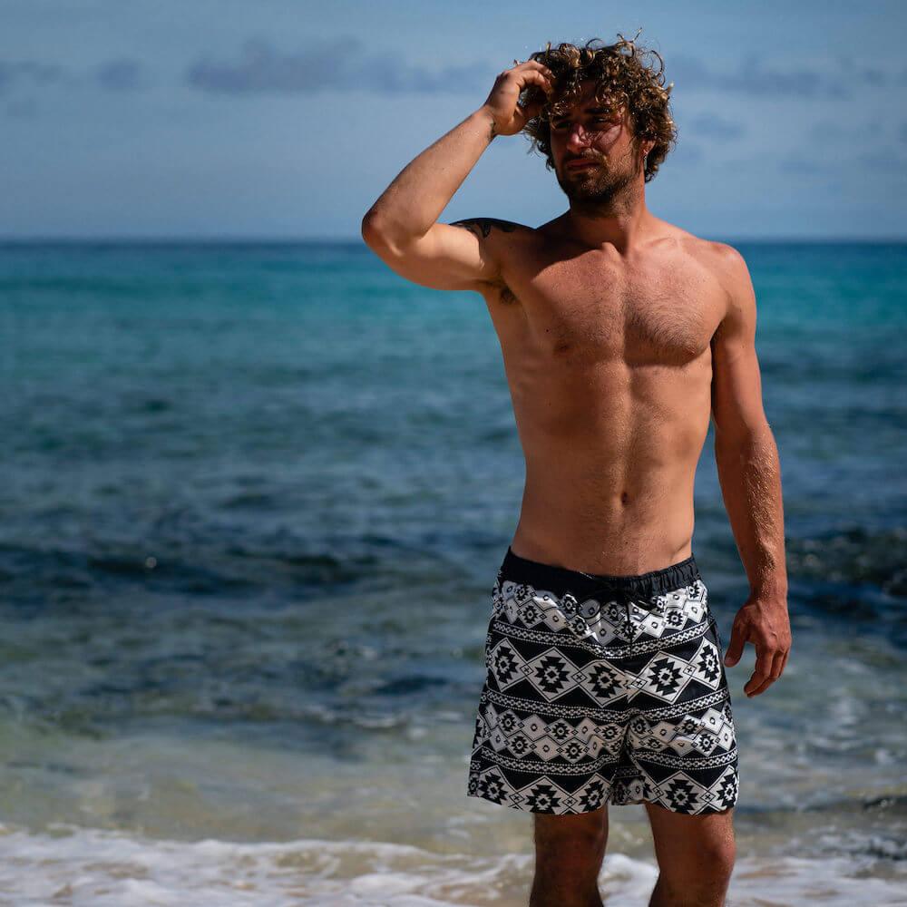 Seay / Swim Boxer Medio Bianco Nero Stampa Nativa 2025