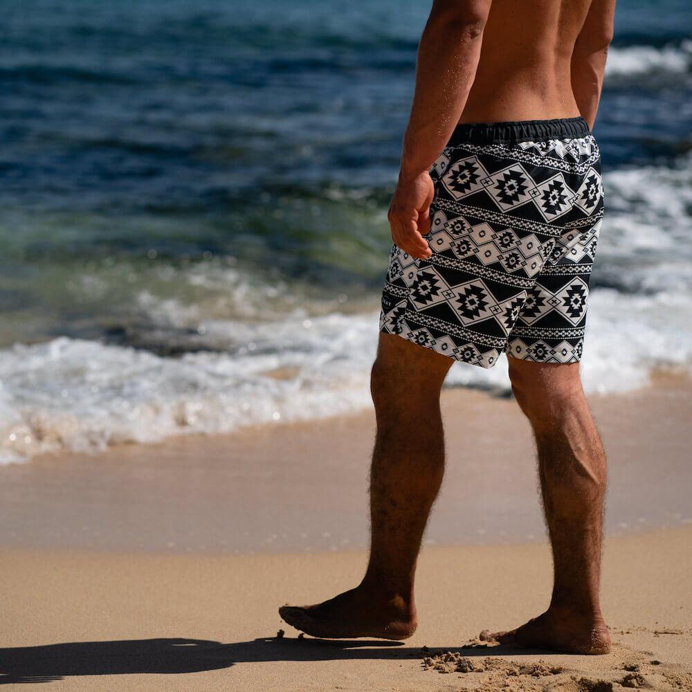Seay / Swim Boxer Medio Bianco Nero Stampa Nativa 2025