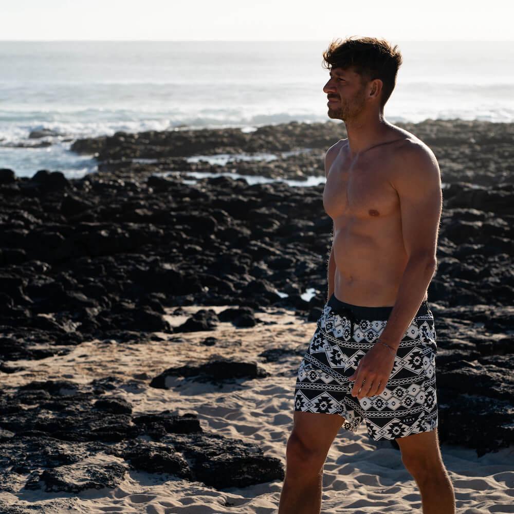 Seay / Swim Boxer Medio Bianco Nero Stampa Nativa 2025