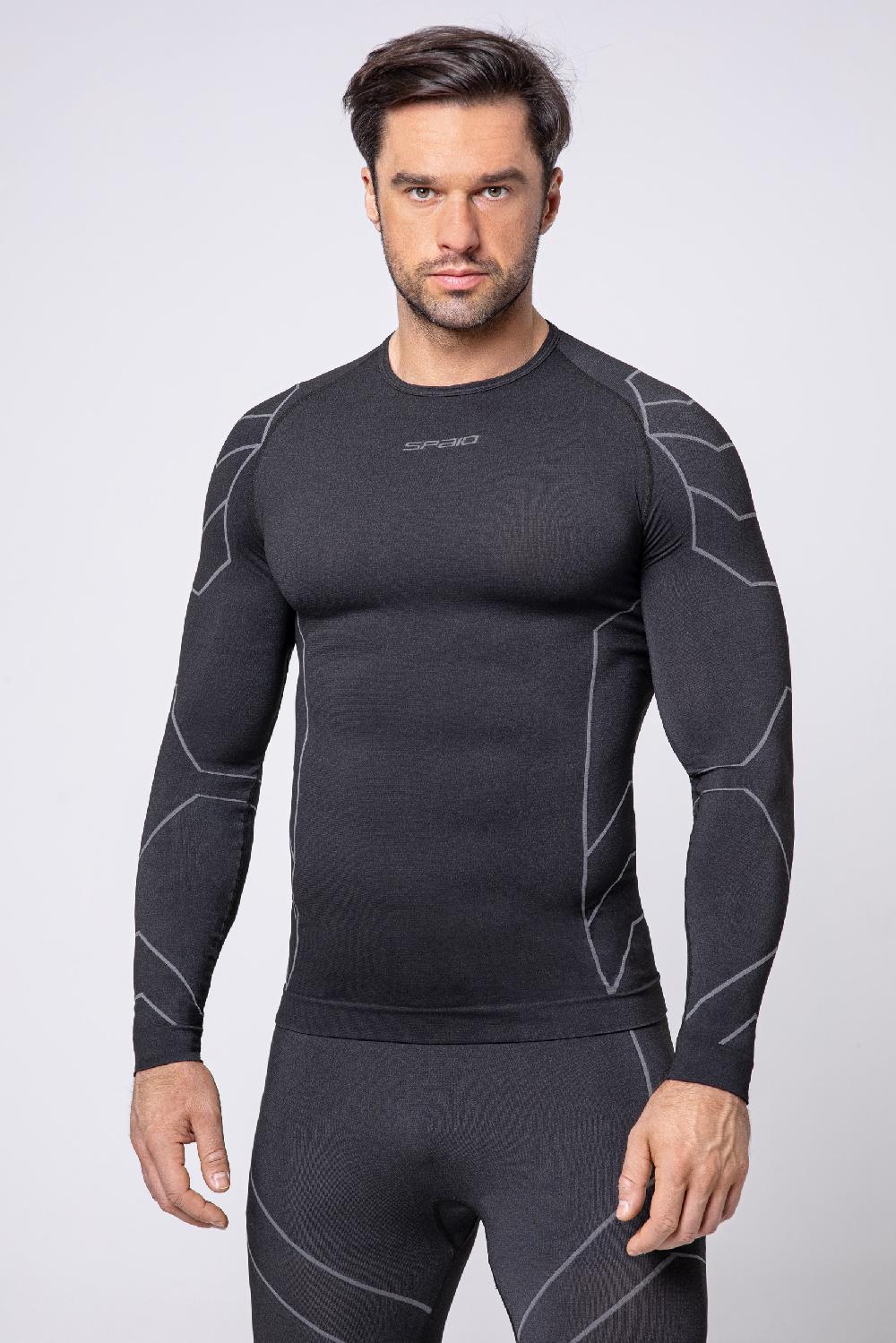 Spaio SPAIO MAGLIETTA CON MANICHE LUNGHE "RAPID" UOMO NERO/GRIGIO