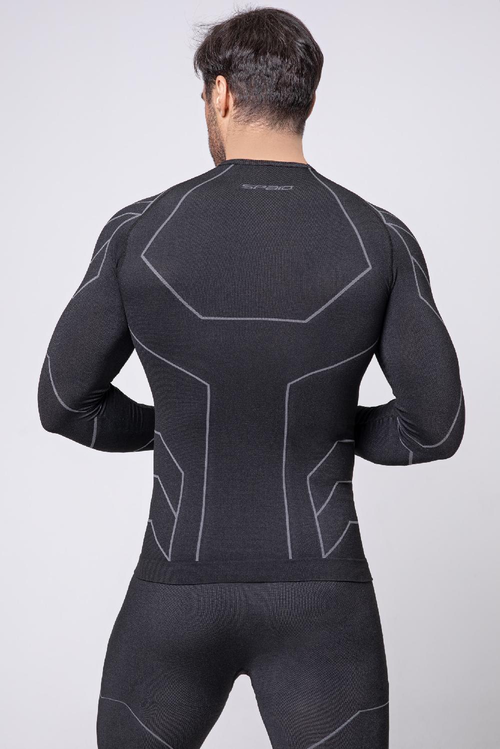 Spaio SPAIO MAGLIETTA CON MANICHE LUNGHE "RAPID" UOMO NERO/GRIGIO Fino Al -60%