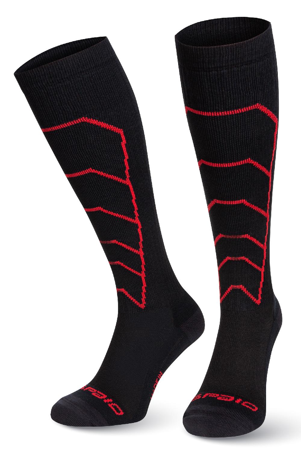 Spaio CALZE LUNGHE A COMPRESSIONE "RAPID" NERO/ROSSO