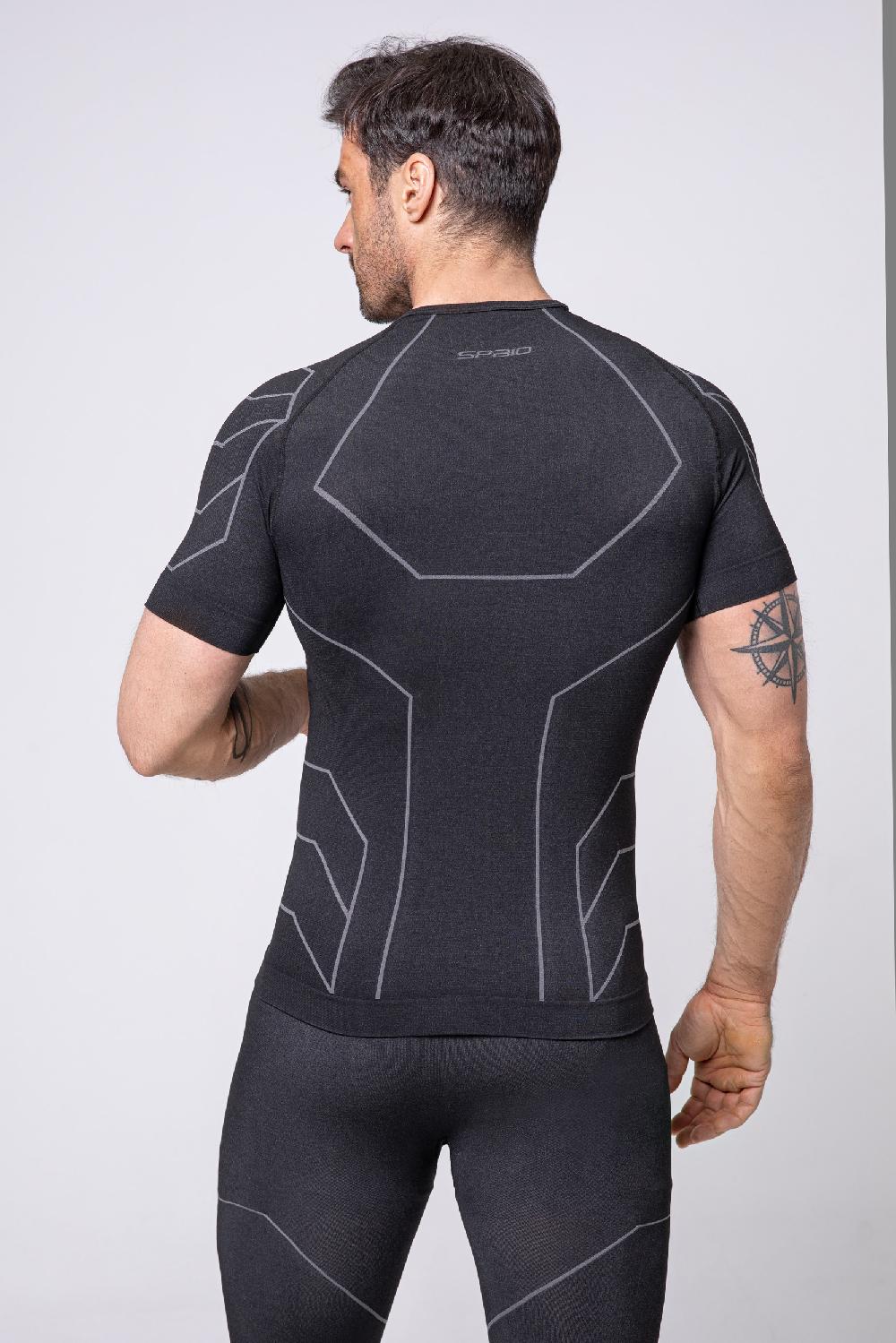 Spaio MAGLIETTA DA UOMO MC "RAPID" NERO/GRIGIO Nuova