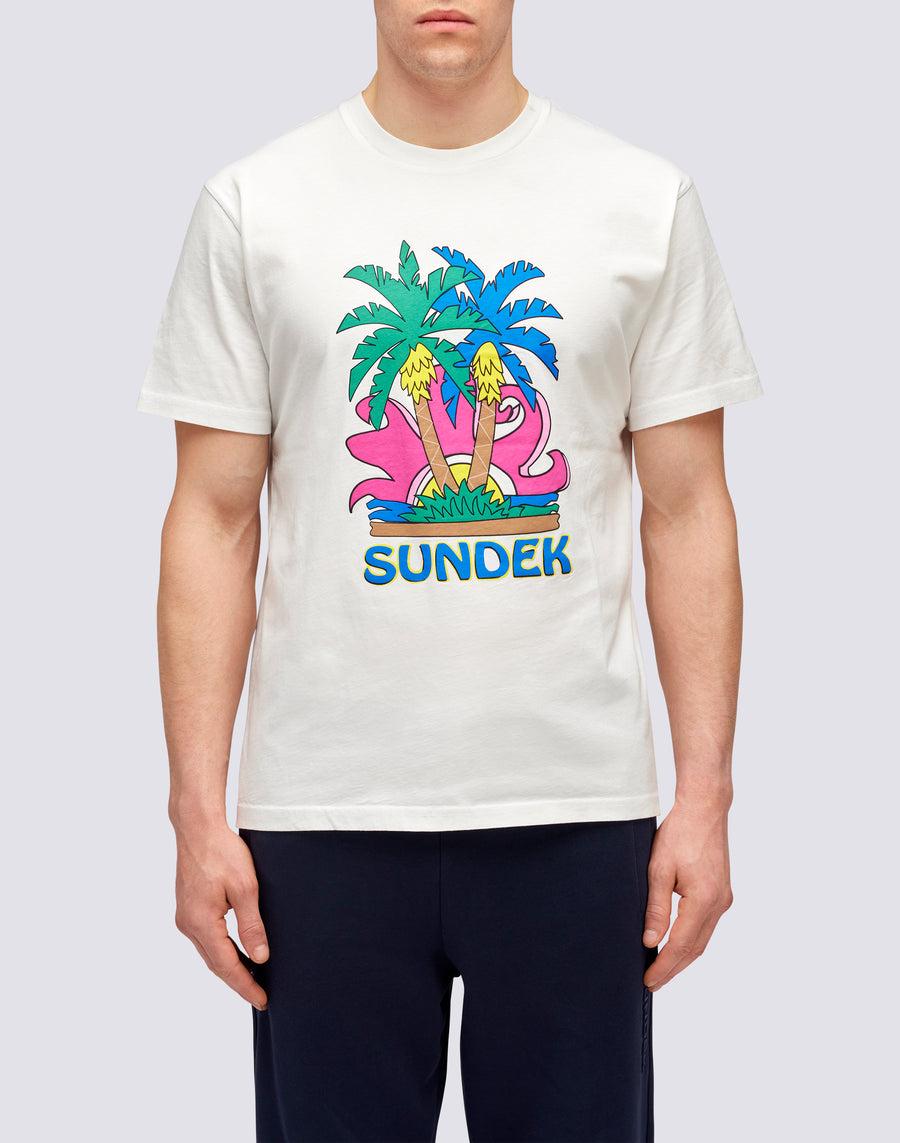 Sundek T-SHIRT ISLAND PRINT m613tejr900-03900 Nuovo