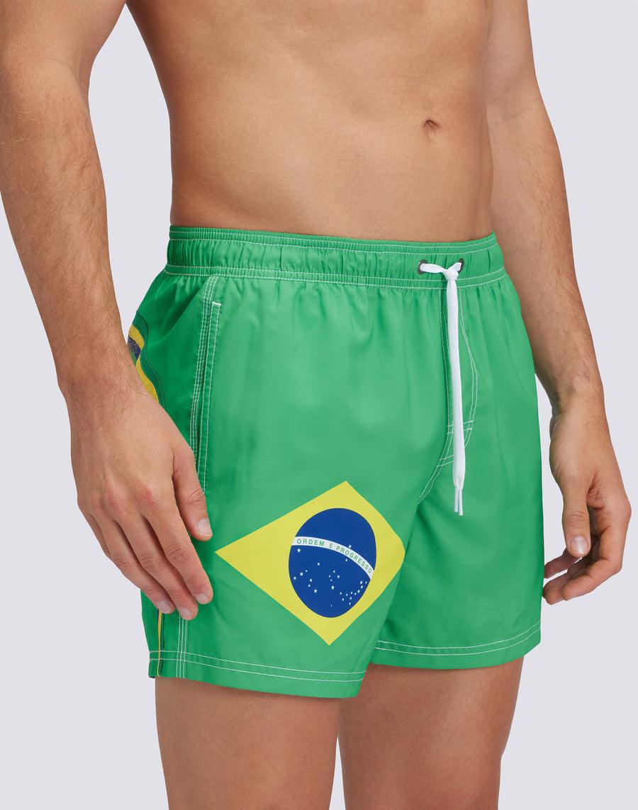 Sundek COSTUME DA BAGNO CORTO VITA ELASTICATAPOLIESTERE RICICLATO REPREVE® BANDIERA BRASILE M504BDRT3FG280FG Italia