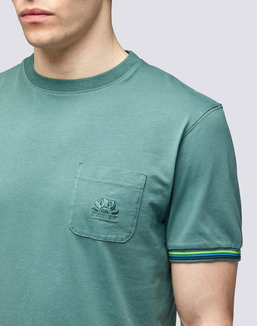 Sundek T-SHIRT FINN GIROCOLLO CON TASCHINO m775tej7800-a1601 In Linea