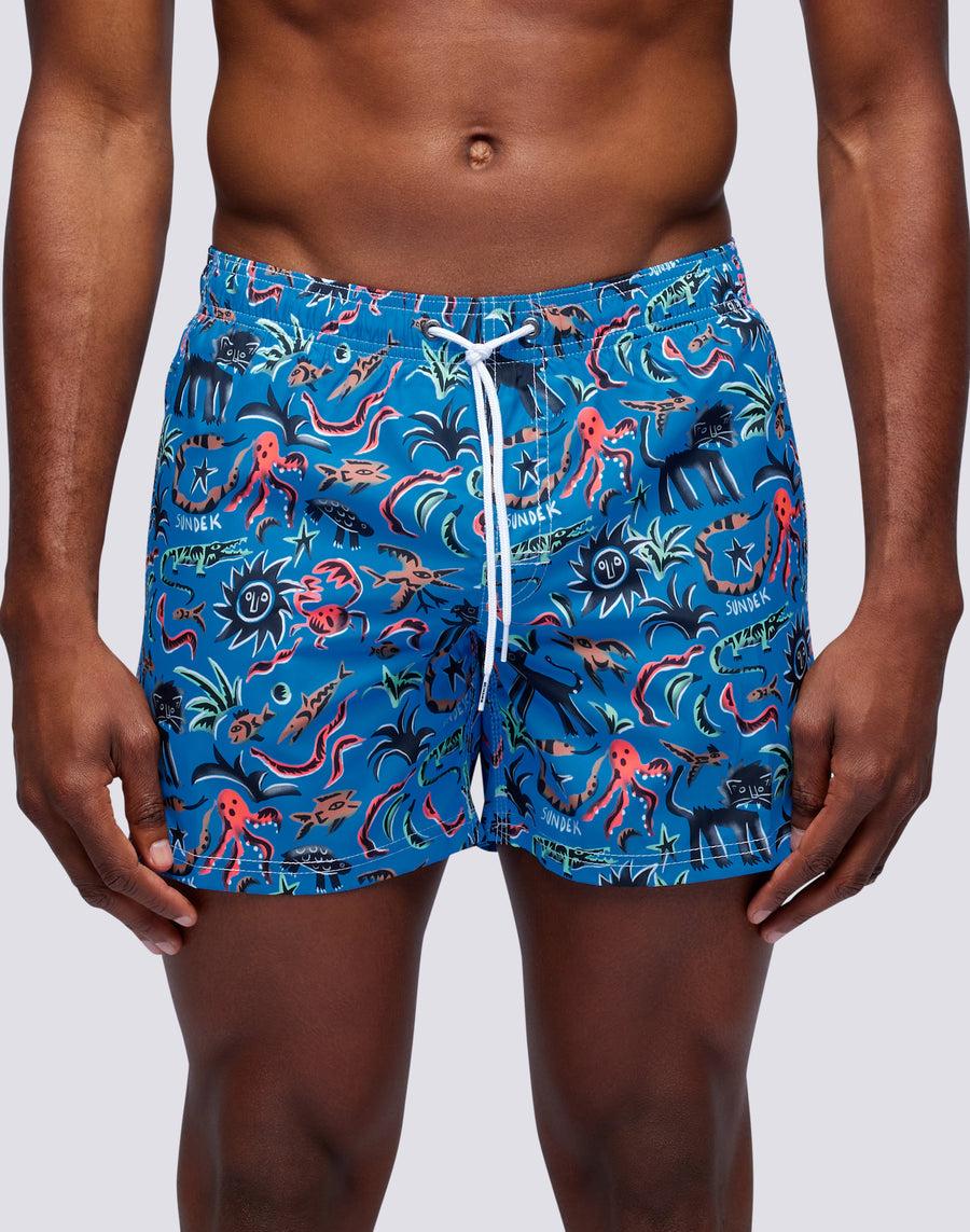 Sundek costume da bagno corto vita elasticata stampa safari surprise repreve® m504bdrt3li-004li Moda