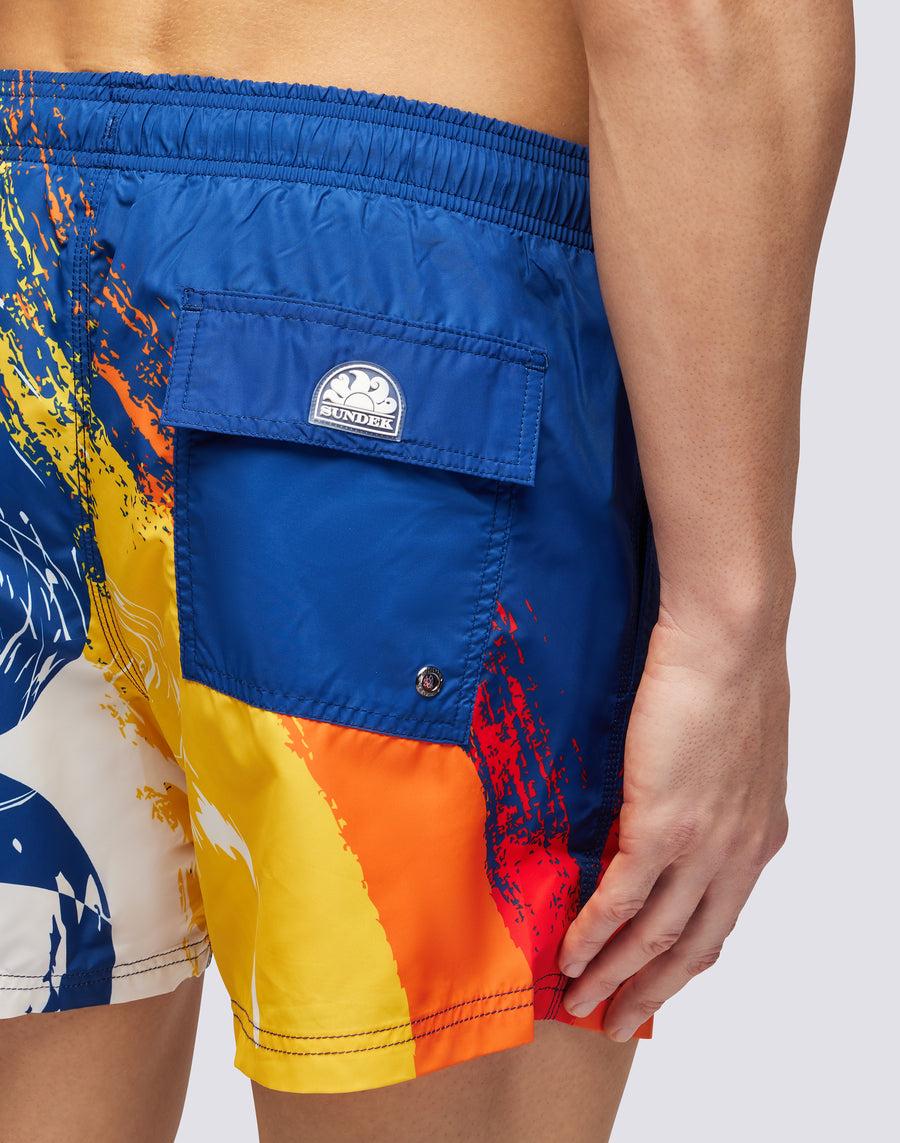 Sundek COSTUME DA BAGNO CORTO VITA ELASTICATA STAMPA LOGO IN POLY RICICLATO m633bdrt4hu-a17hu Qualità Garantita