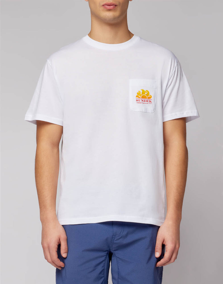 Sundek t-shirt new herbert girocollo con maxi-logo M028TEJ7800-00600 Qualità Garantita