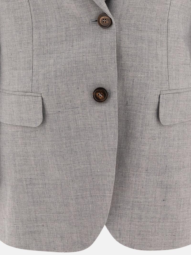 Vietti Brunello Cucinelli Blazer in canvas di lino e lana con monile Acquista Ora