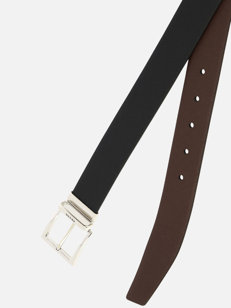 Vietti Prada Cintura reversibile in pelle Saffiano Italy