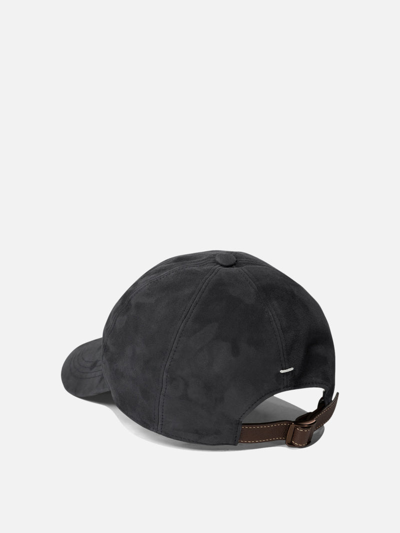 Vietti Brunello Cucinelli Cappello da baseball in camoscio leggero con logo ricamato Qualità