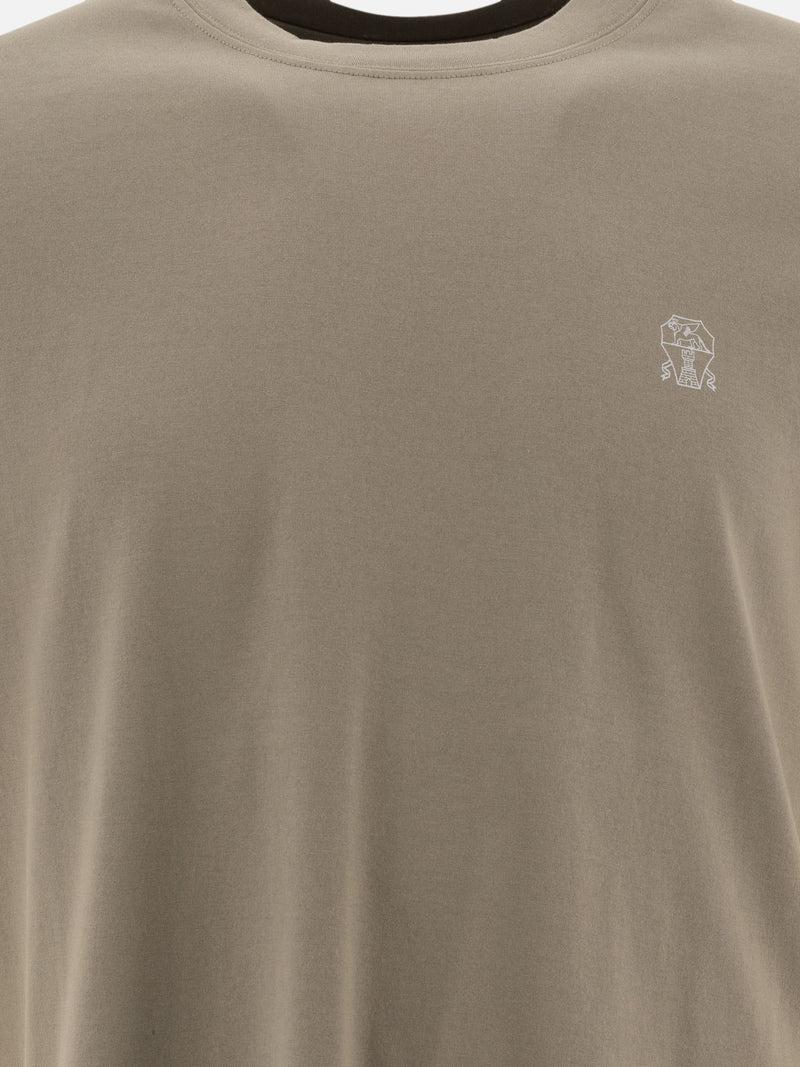 Vietti Brunello Cucinelli T-shirt in jersey con logo Saldi Di Fabbrica