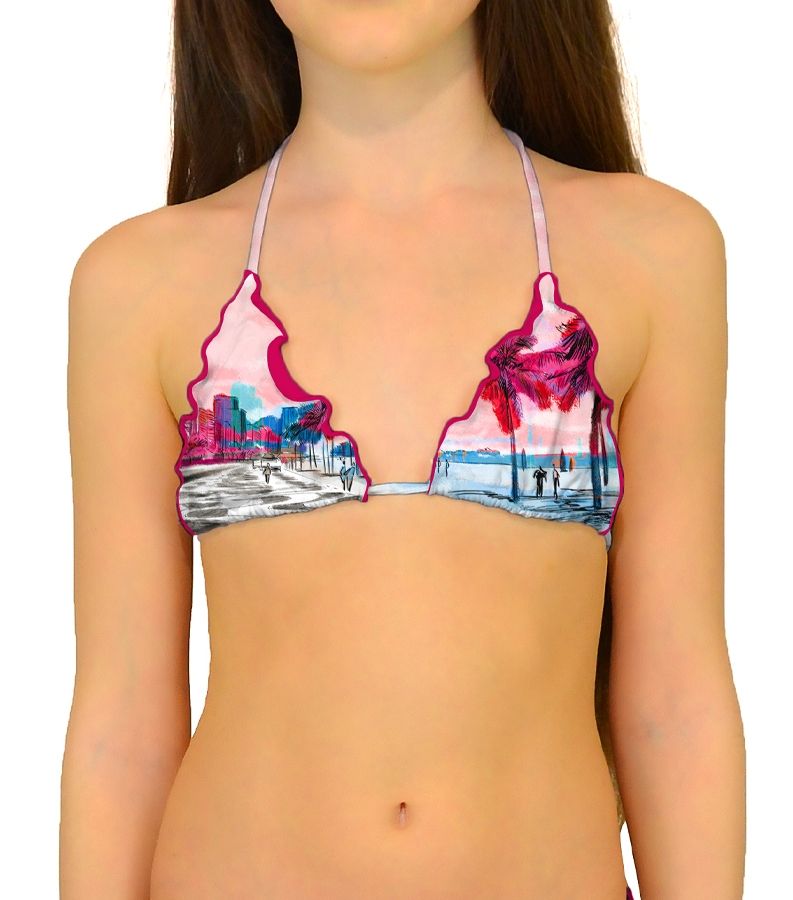 Zeybra TRIANGOLO BAMBINA ARRICCIATO BRASILE ROSA Vendita Calda