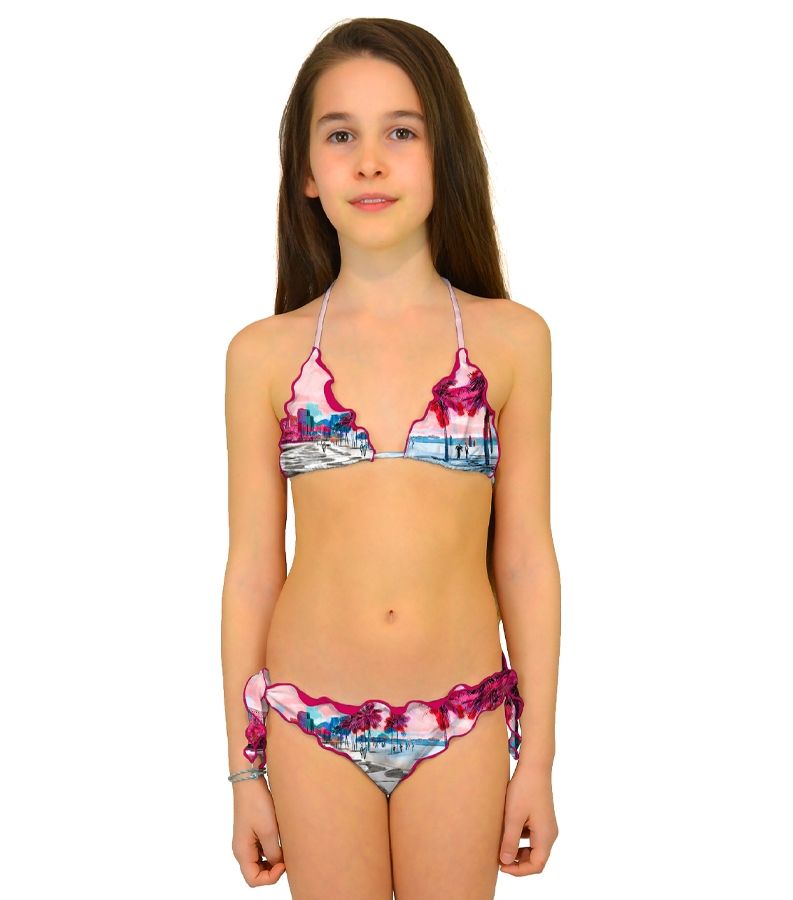 Zeybra TRIANGOLO BAMBINA ARRICCIATO BRASILE ROSA Vendita Calda