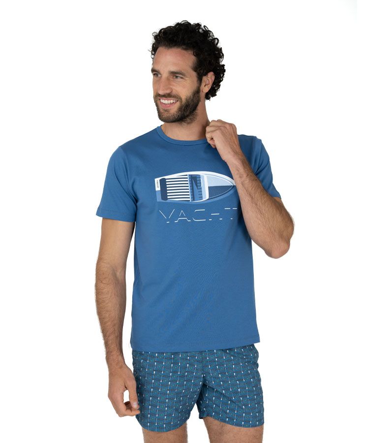 Zeybra T-SHIRT UOMO 100% COTONE SUPIMA INDIGO Fornitura limitata