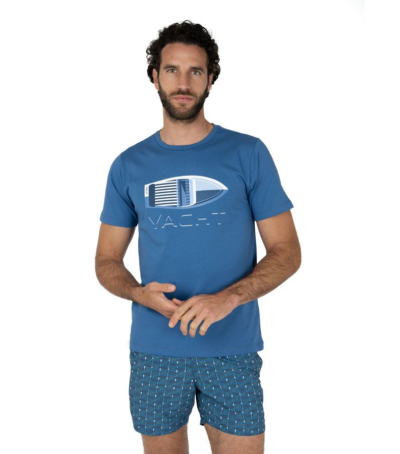 Zeybra T-SHIRT UOMO 100% COTONE SUPIMA INDIGO Fornitura limitata