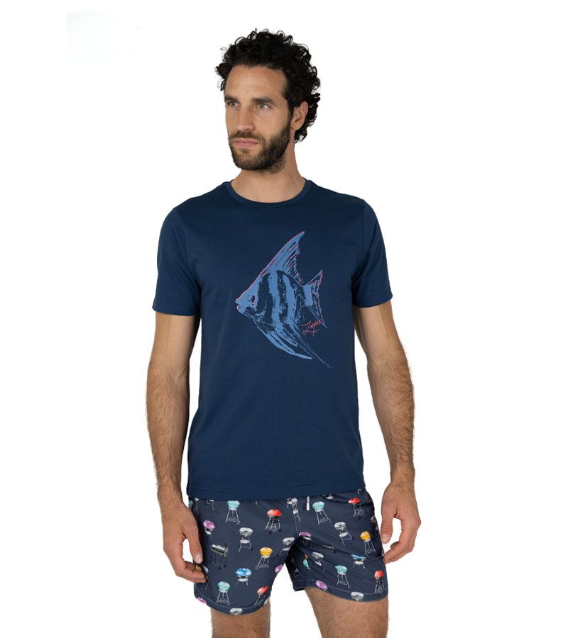 Zeybra T-SHIRT UOMO 100% COTONE SUPIMA BLU Offerta esclusiva