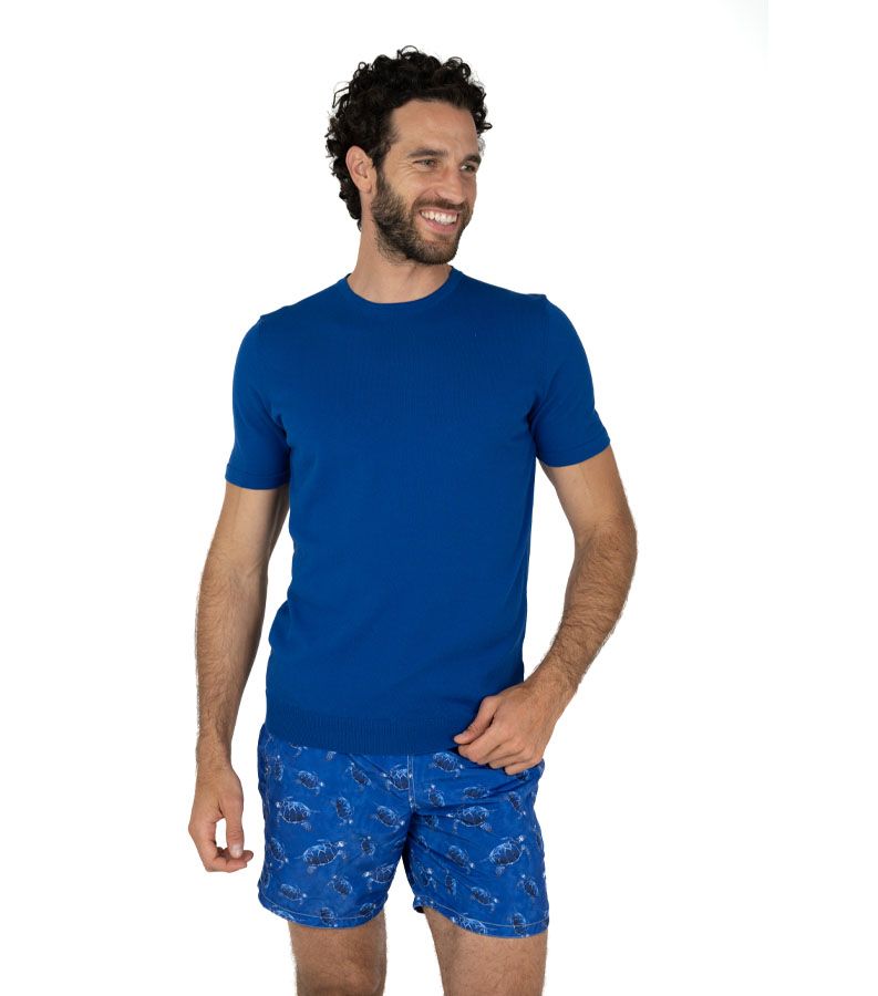 Zeybra T-SHIRT UOMO 100% COTONE CRÈPE INCHIOSTRO Offerta Pasqua