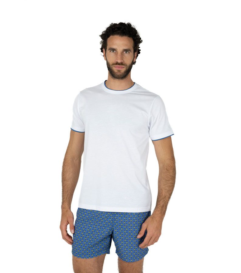 Zeybra T-SHIRT DOPPIO COLLO 100% COTONE BIANCO Smaltimento dello stoccaggio