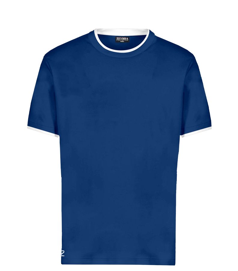 Zeybra T-SHIRT DOPPIO COLLO 100% COTONE INDIGO Vendita calda