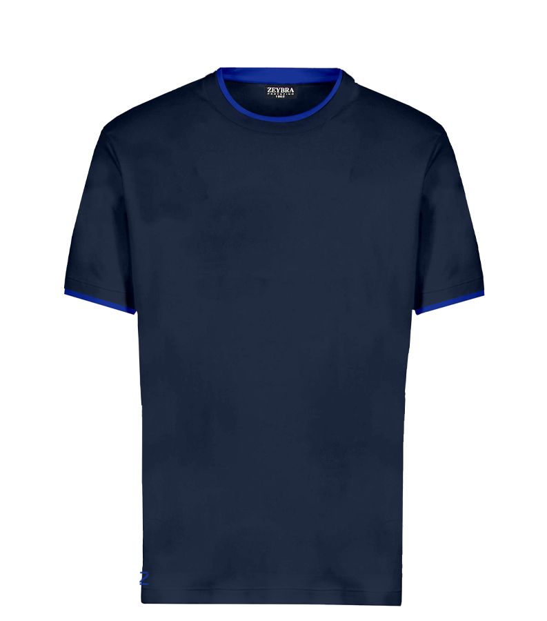 Zeybra T-SHIRT DOPPIO COLLO 100% COTONE NAVY Latest fashion